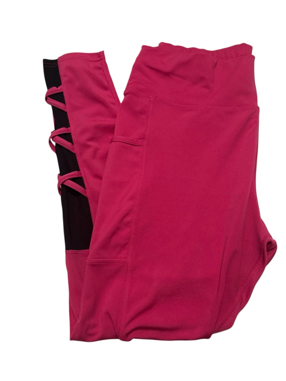 Pop Fit Hot Pink High-Waisted Cutout Leggings with Pockets Size XL